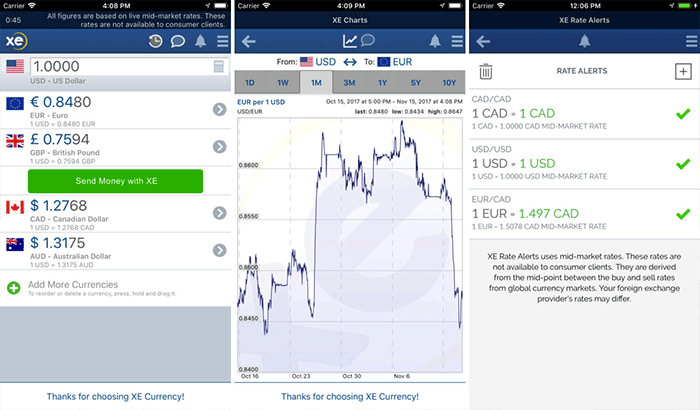 XE currency Unit Converter iPhone App Screenshot