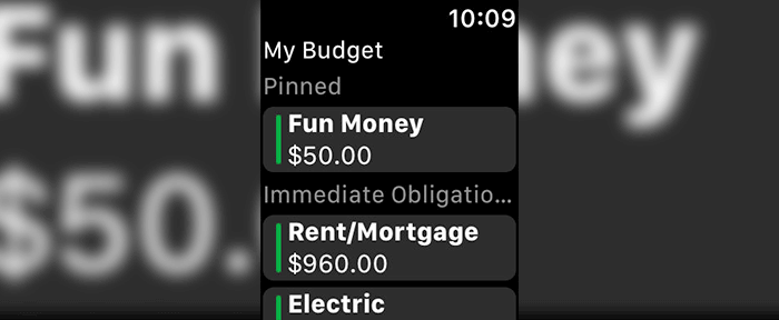 YNAB Apple Watch Finance App Screenshot