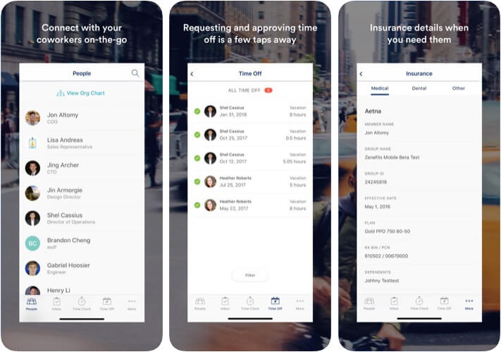 Zenefits HR Management iPhone App Screenshot