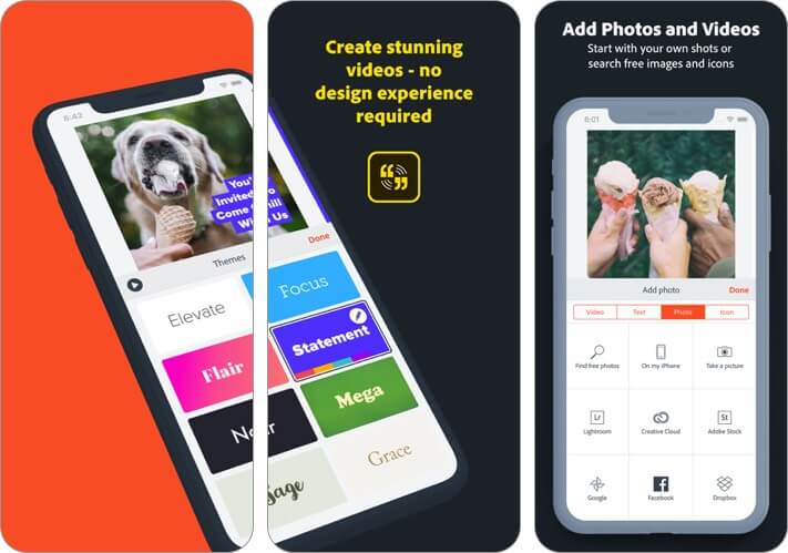 adobe spark video iphone and ipad presentation app screenshot