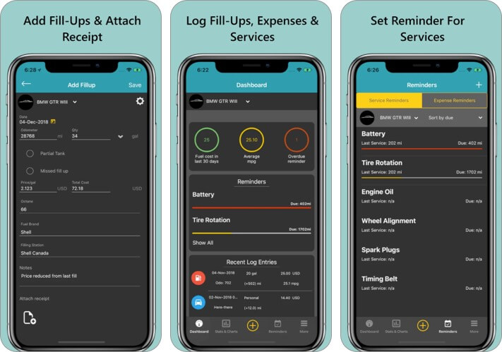 simply auto mileage tracker iPhone car maintenance app screenshot