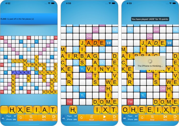 classic words iphone and ipad scrabble app screenshot