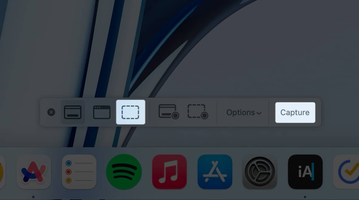 click capture selected portion and hit capture in mac
