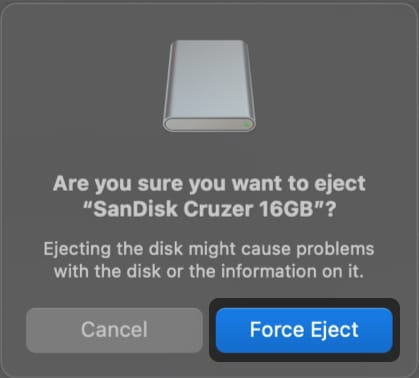 Click force eject again
