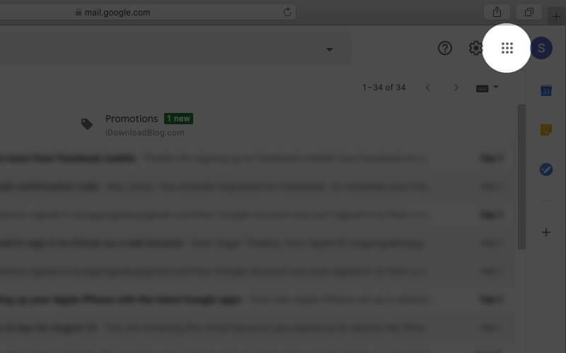 click on google apps icon in gmail account