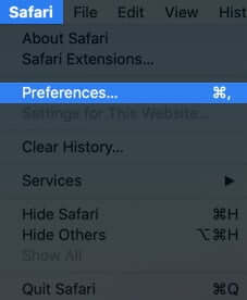 click on safari and select preferences on mac