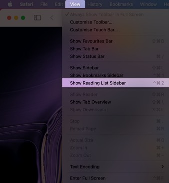 click on view in safari menubar and select show reading list sidebar on mac