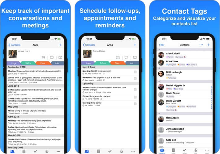 Contacts Journal CRM iPhone and iPad App Screenshot