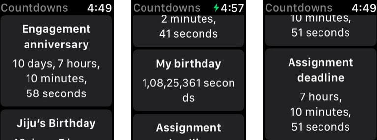 Countdown Timer app for Apple Watch