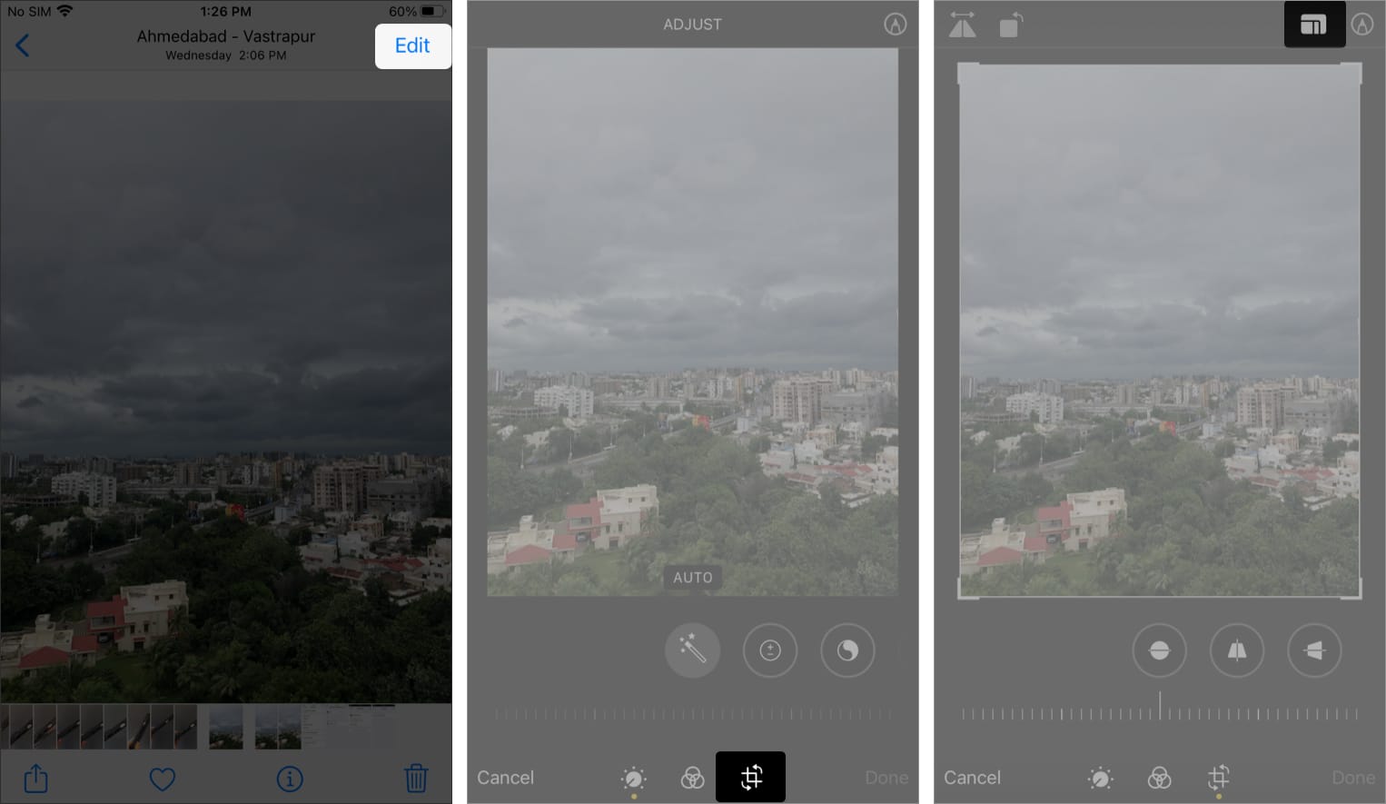 crop photos on iPhone automatically