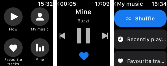 deezer apple watch music app screenshot