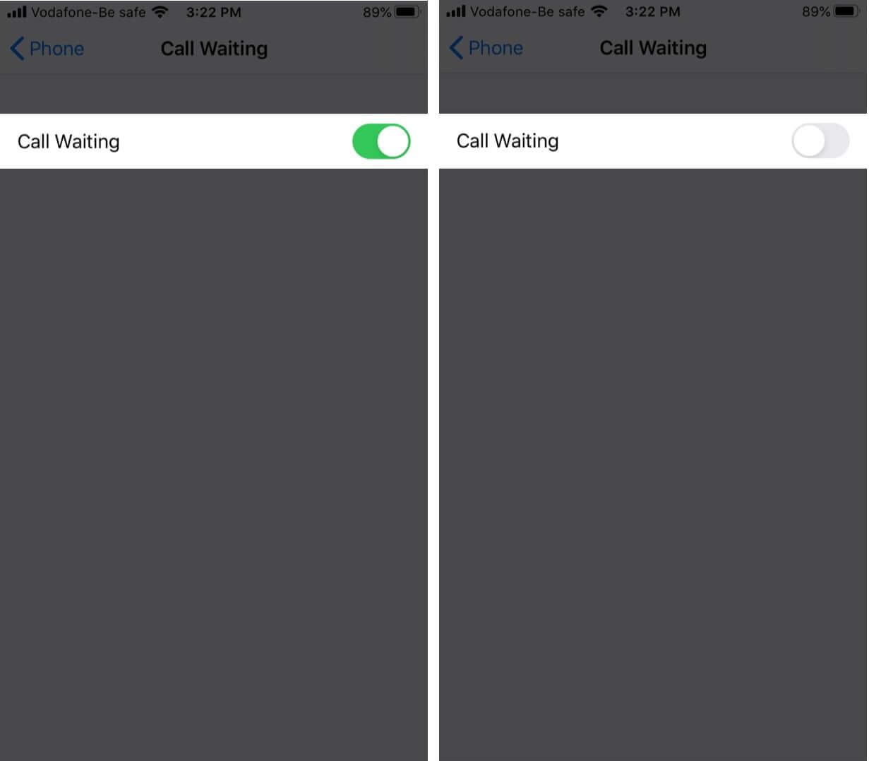 Disable call waiting on iPhone