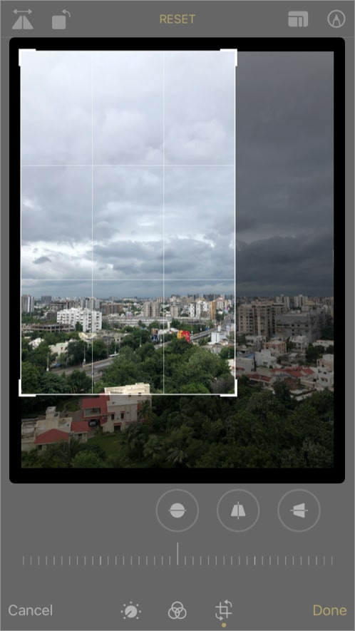 Drag the edges and corners to crop the Photo on iPhone