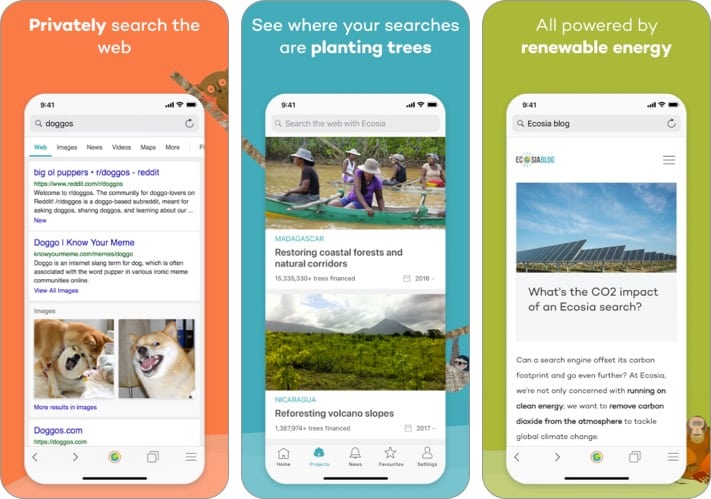 Ecosia safari alternative iphone and ipad screenshot
