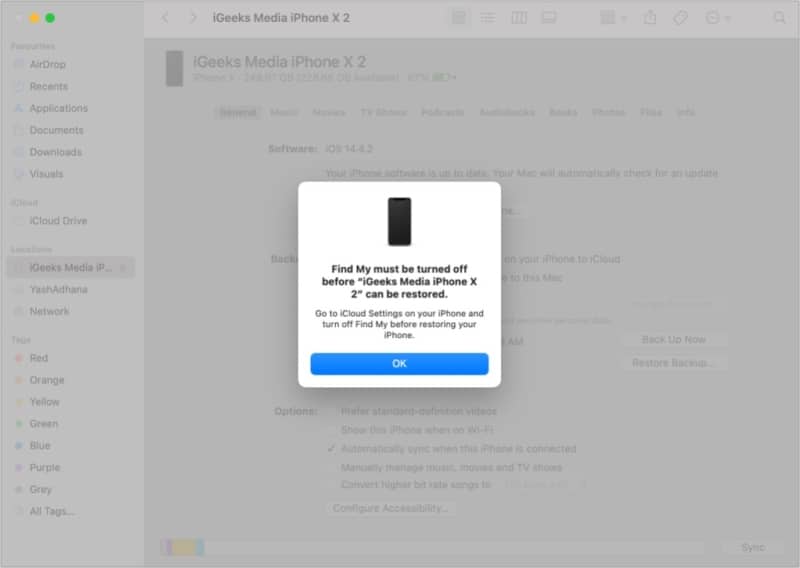 Find My iPhone must be turned off before Restoring it