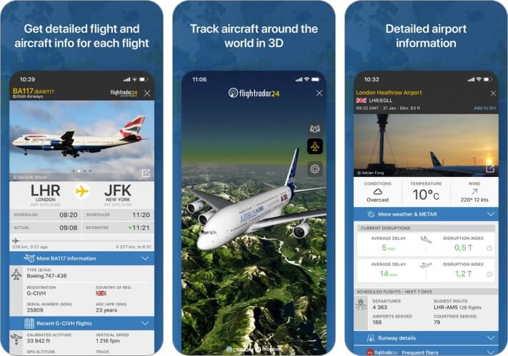 Flightradar24 Flight Tracking iPhone and iPad App Screenshot
