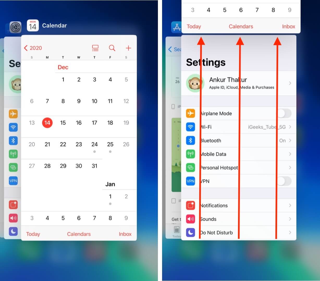 Force Quit Calendar App and Reopen