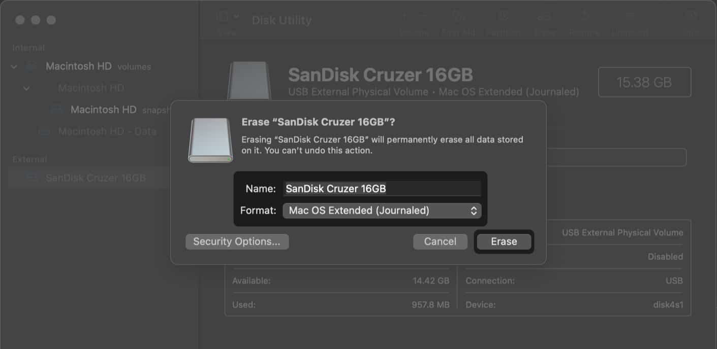 Format the usb drive