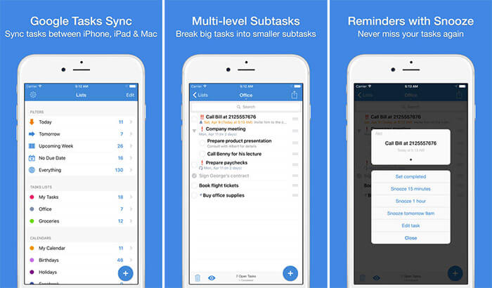 Best Task Management Apps for iPhone and Apple Watch gTasks Pro Apple Watch and iPhone App Screenshot