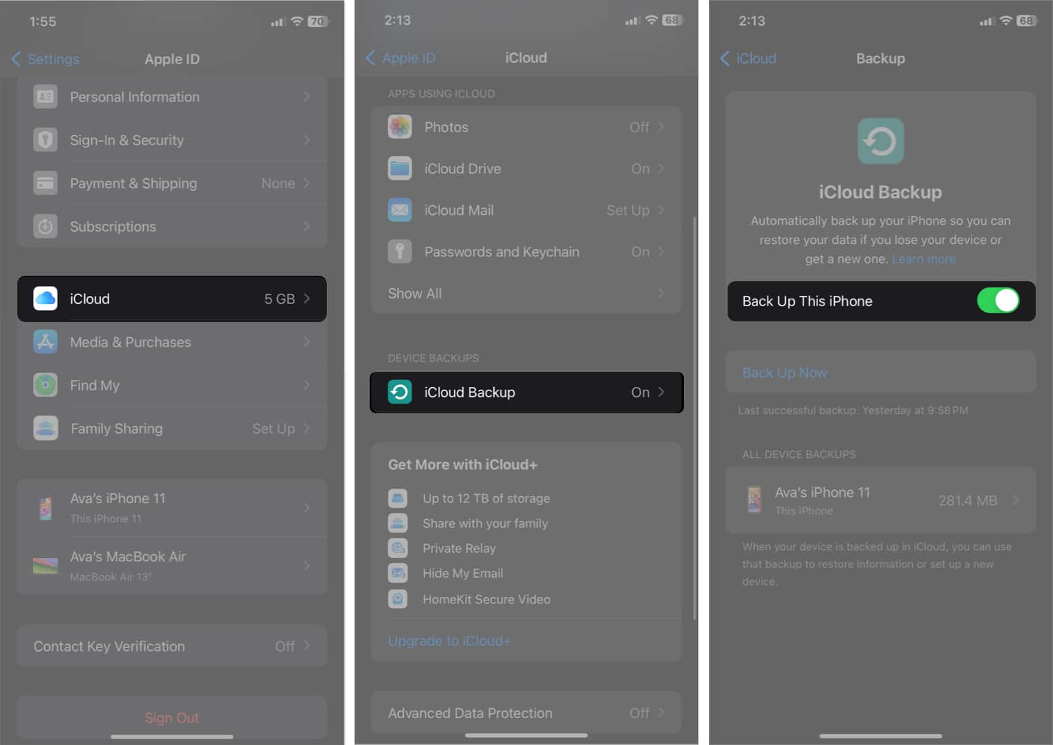 go to icloud icloud backup and toggle on backup this iphone in settings