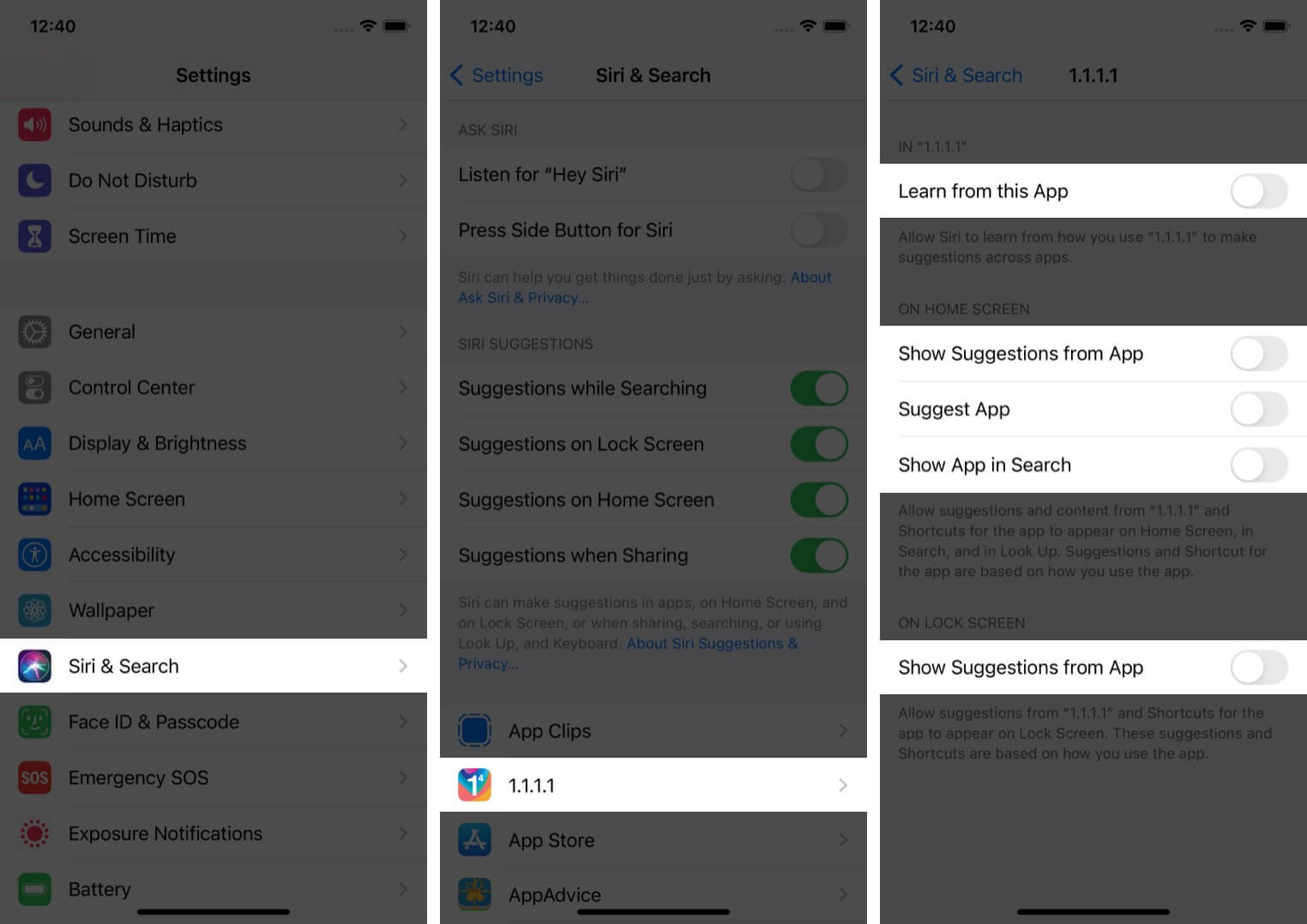 Hide Apps from Siri Search and Suggestions on iPhone