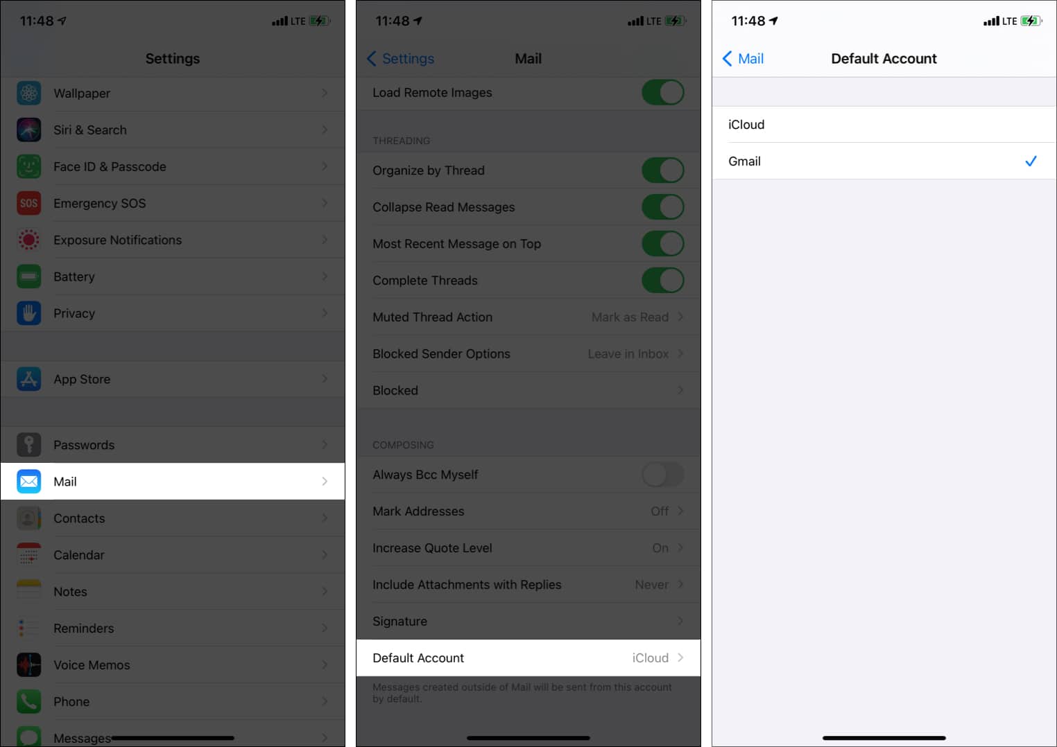 How to change default email on iPhone and iPad