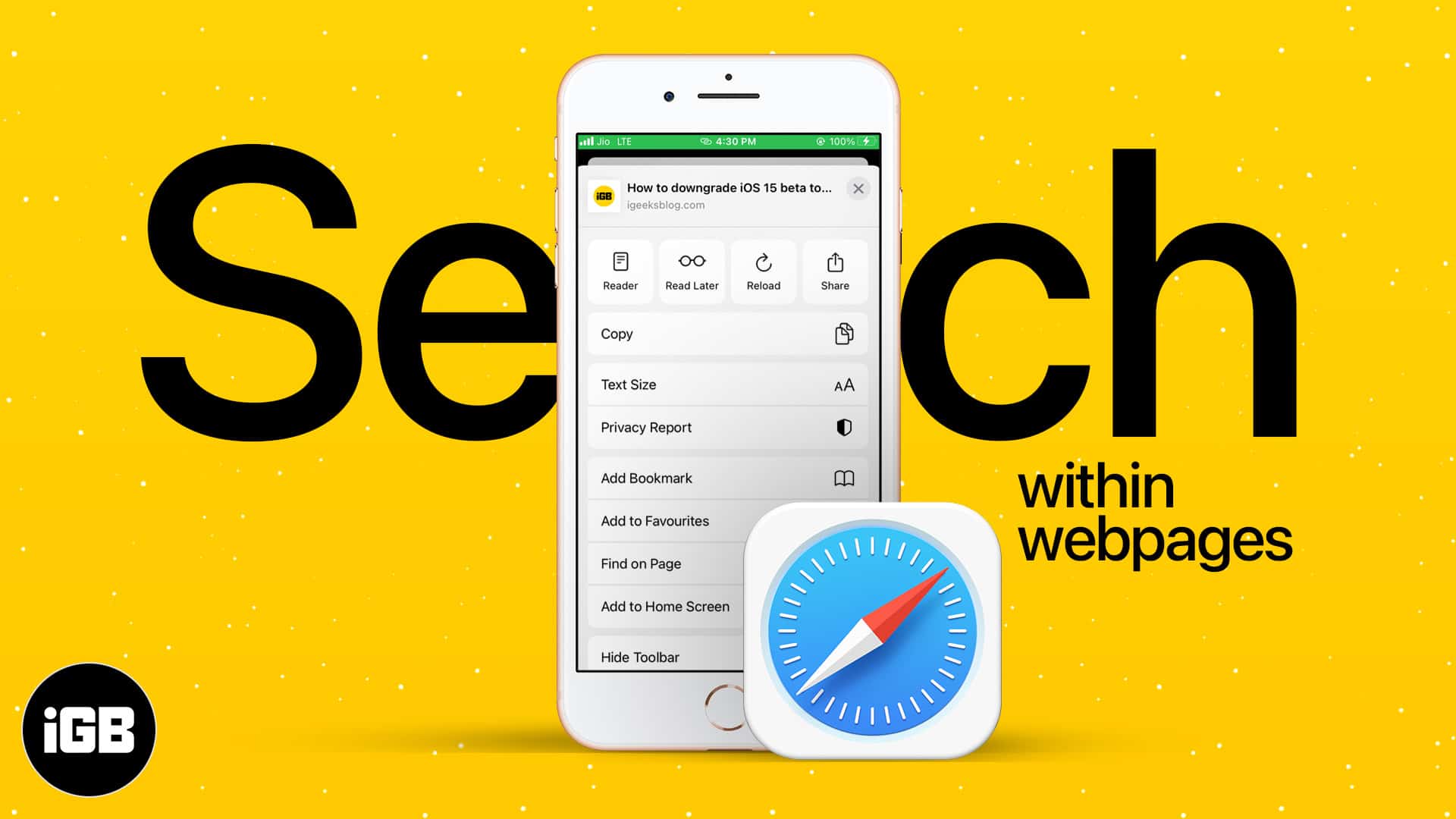 How to search text on iphone safari