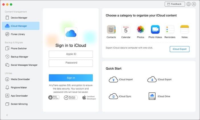 iMobie AnyTrans for iOS iCloud Manager