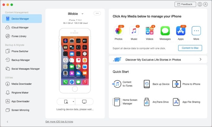 iMobie Anytrans iOS iTunes Alternative User Interface