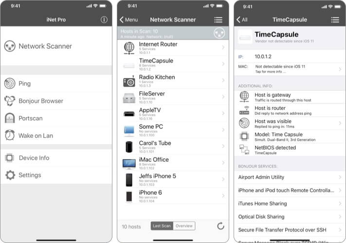 iNet Pro Network Scanner Security iPhone and iPad App Screenshot