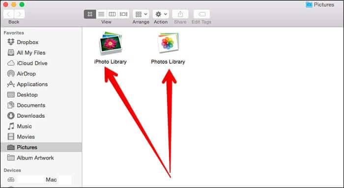 iPhoto and Photos Library Option in Pictures Folder in Mac OS X