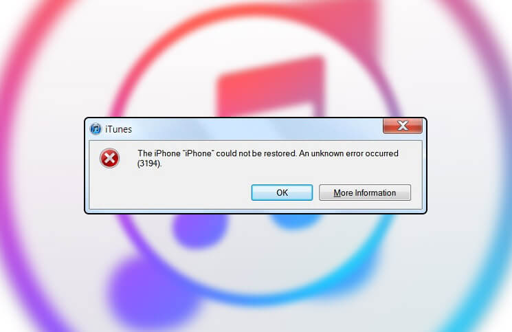 Itunes error 3194