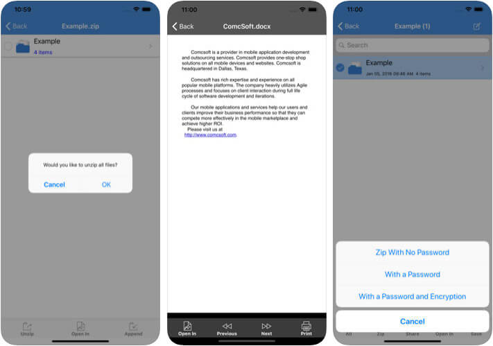 iZip Zip Unzip Unrar Tool for iPhone and iPad
