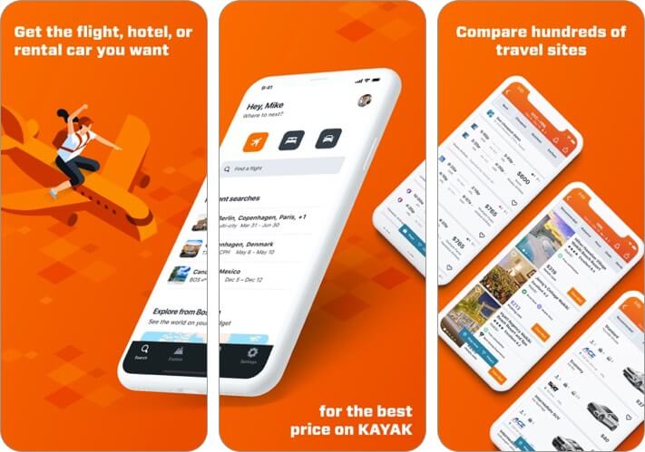 kayak iphone and ipad travel planner app screenshot