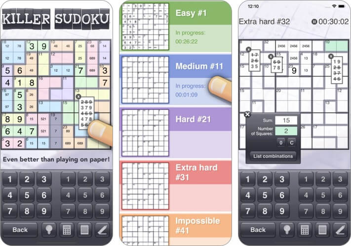 Killer Sudoku iPhone and iPad Game Screenshot