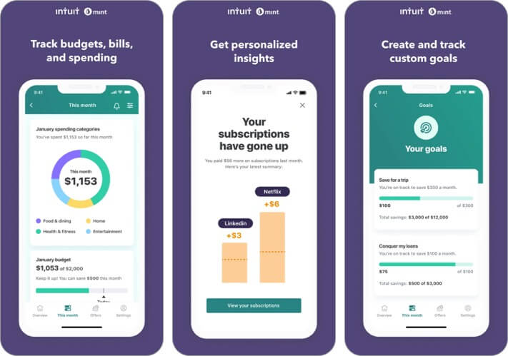 mint personal finance iphone and ipad app for women screenshot