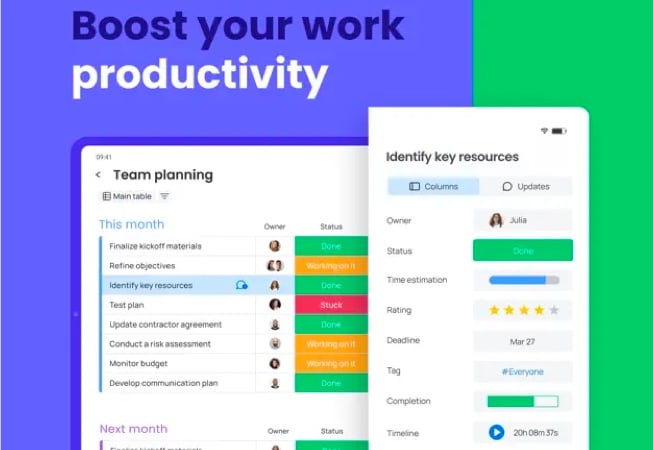 monday project management software for iPhone and iPad