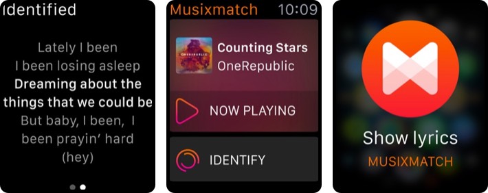 musixmatch lyrics finder apple watch app screenshot