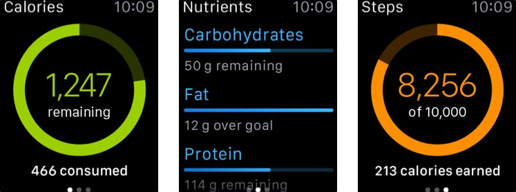 myfitnesspal apple watch health app screenshot