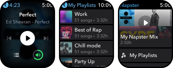 napster apple watch music app screenshot