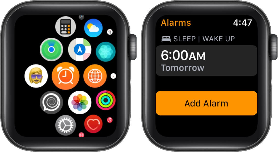 Open Alarm app and Tap on Add Alarm on Apple