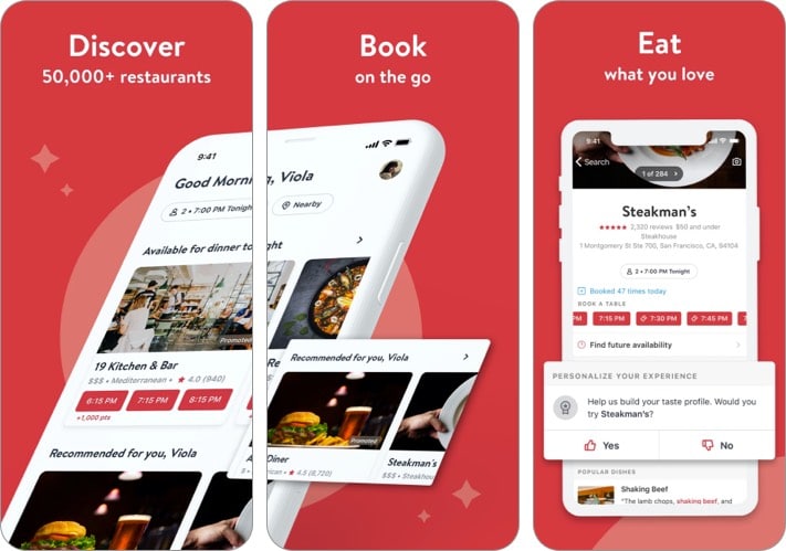 OpenTable dine out mothers day iOS app
