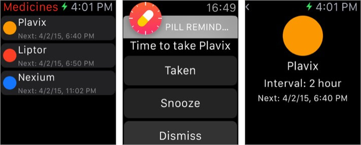 pill reminder medication apple watch alarm app screenshot