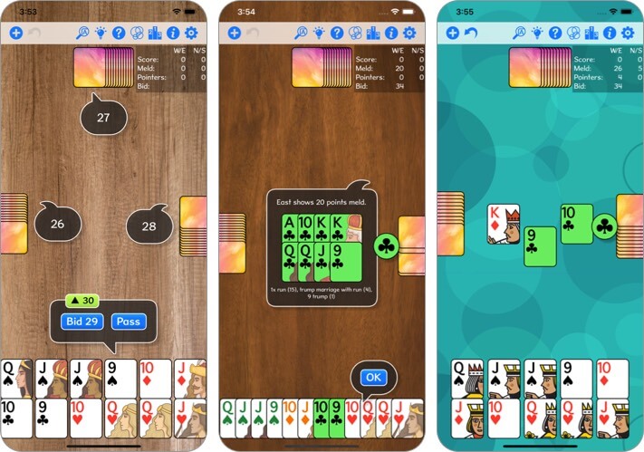 Pinochle iPhone and iPad Card Game Screenshot