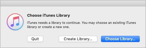Press and hold option key launch iTunes and choose Create Library