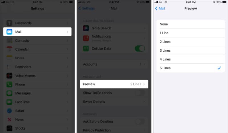 Preview more content in iPhone Mail app