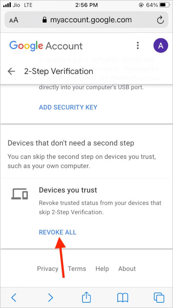 Revoke trusted status of all devices