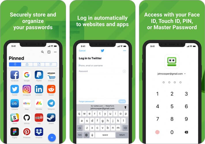 roboform password manager iphone app screenshot