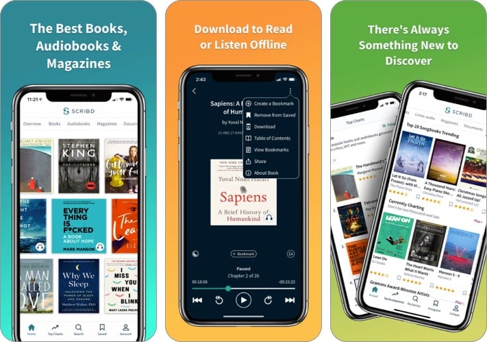 scribd audiobook iphone ipad app screenshot