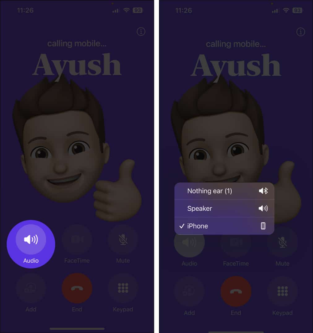 select the audio device for phone calls